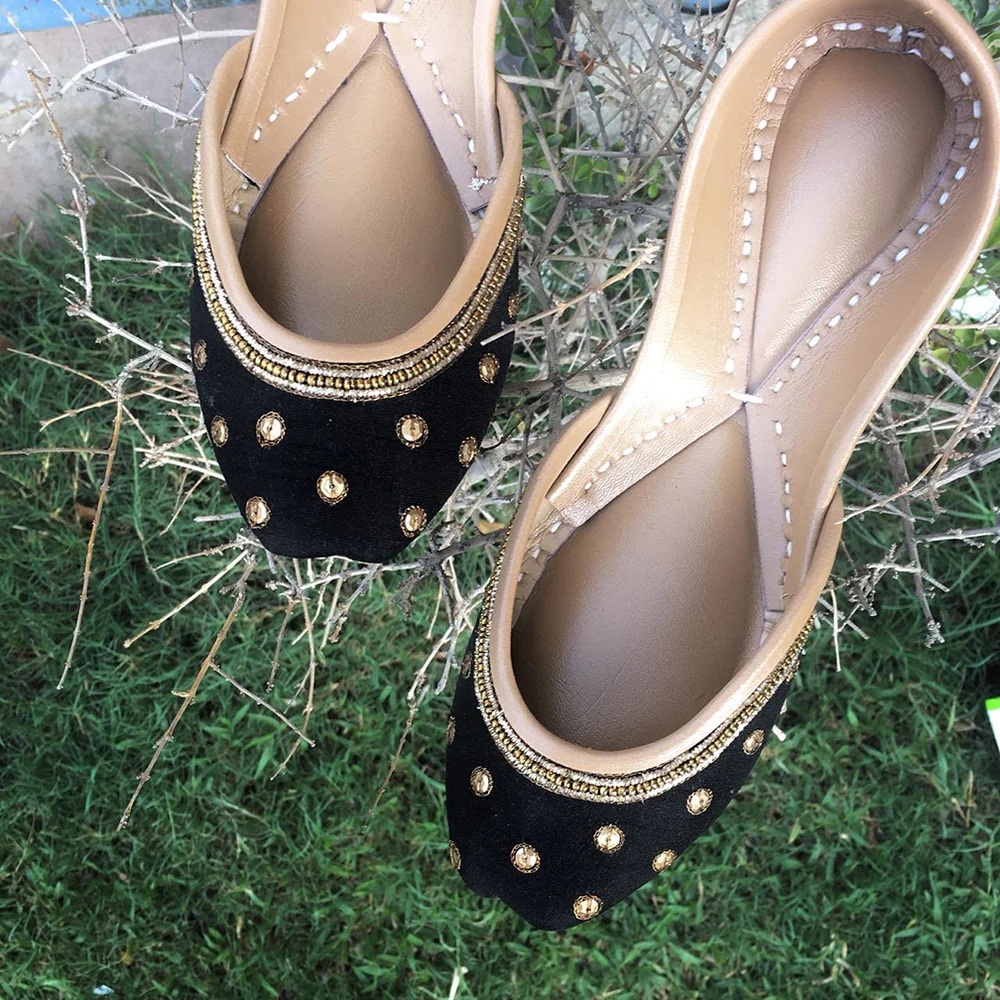 Black and Golden Khussa Women shoes